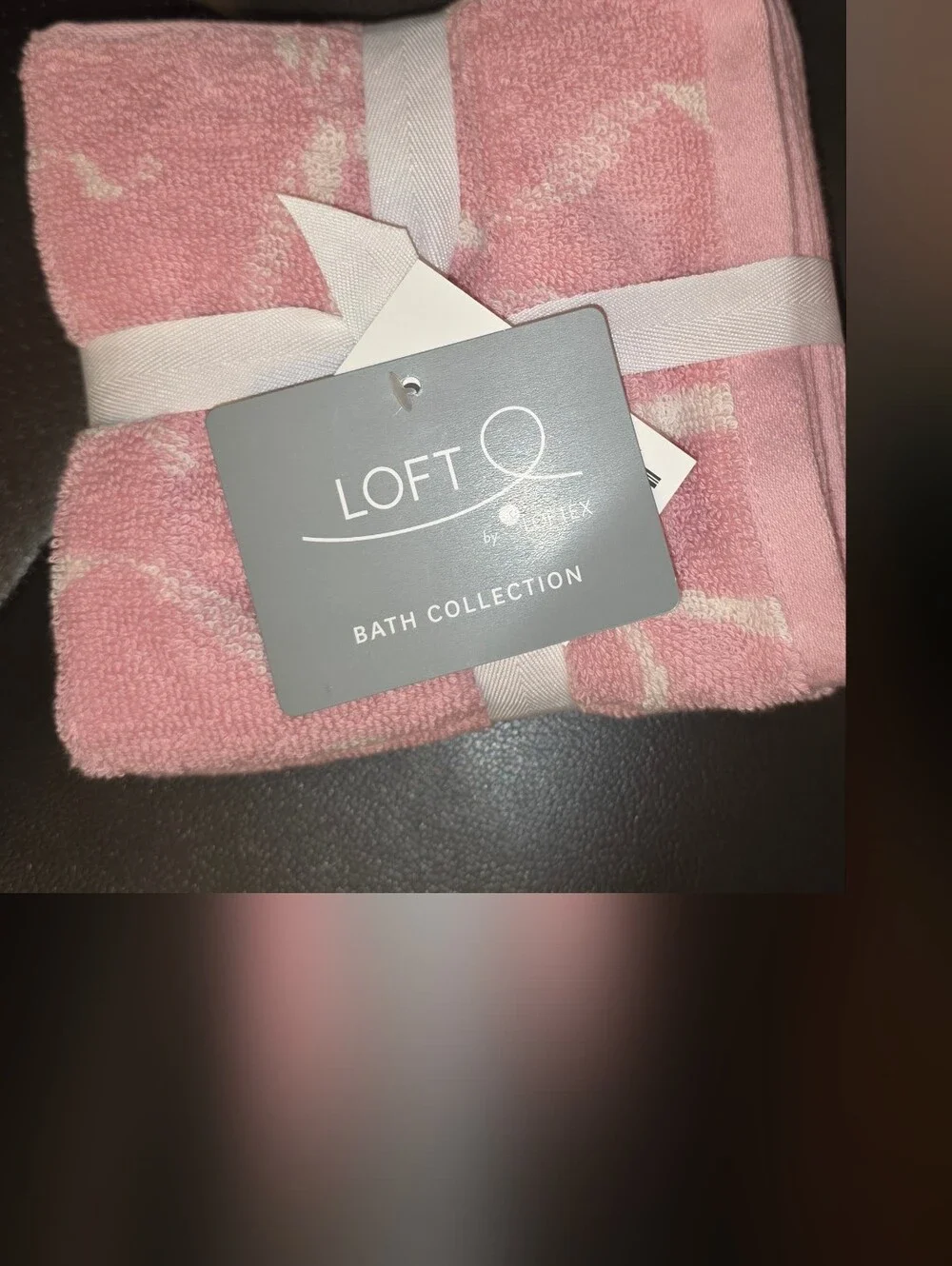 LOFT Pink Bow-Pattern Towel Set Reversible